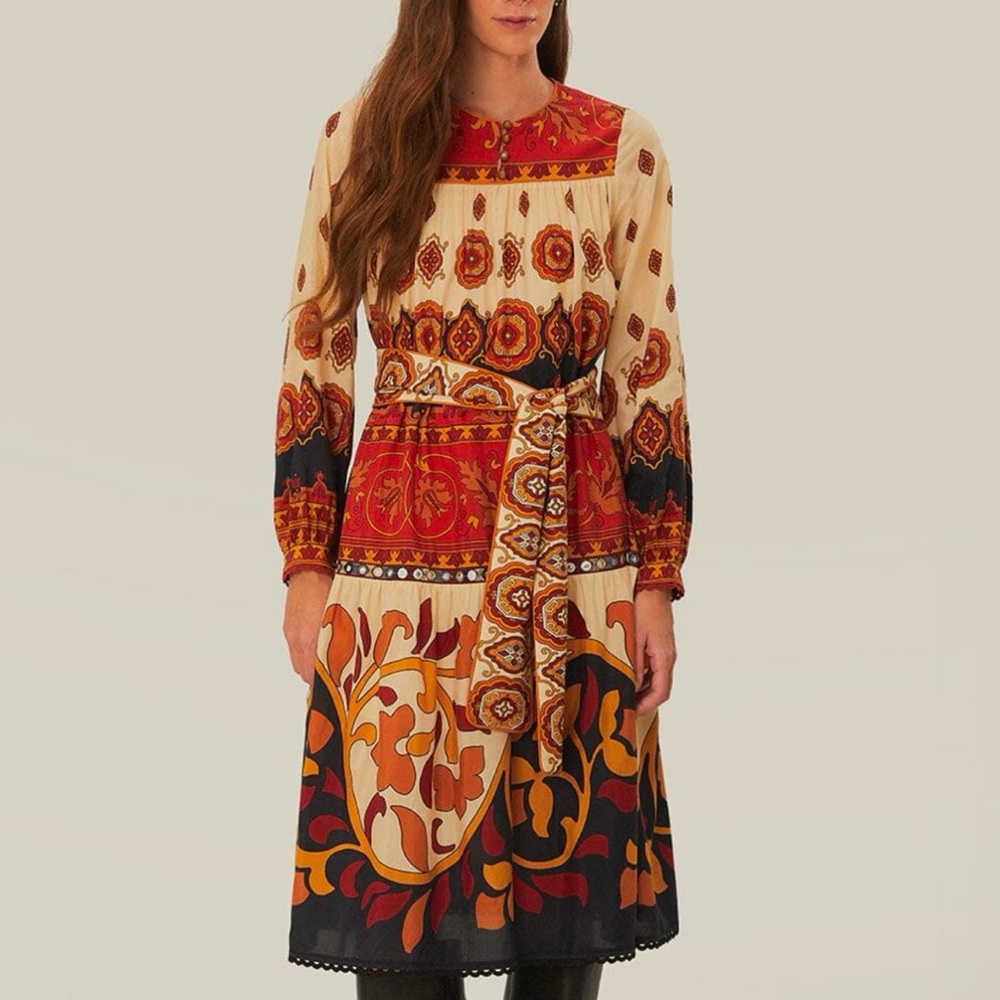 FARM Rio | Cream Ainika Tiles Midi Dress